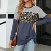 Magliette da donna Moda Slim Fit Camicetta da donna Manica lunga Pullover Top per donna T-shirt Leopardata Stampata Lounge Wear Lady Autunno Inverno