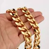Correntes 10-19mm de largura de aço inoxidável ouro cor cubana corrente homens mulheres colar ou pulseira 7-40 "link jóias