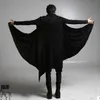 Idopy Korean Fashion Men's Punk Style Black Hoodie Hip Hop Long Cardigan Gothic Sweatshirts Cape Cloak Irregular Hem 240102