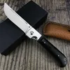 Coltello tascabile tattico con manico in legno di noce di alta qualità Coltelli pieghevoli da caccia EDC da campeggio con fodero in pelle