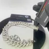 Gioielli di design Interi gioielli Hip Hop 15mm Vvs Bracciale a catena Moissanite S925 Ghiacciato Scatola lunga Chiusura con diamante Cubano Link Brac227W