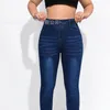 Jean femme vente automne 2024 taille haute lavé surdimensionné élastique ajustement serré