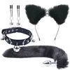 BDSM Toys Plush Sex Bondage Set Vuxna Spel SM Kit Whip Gag Nipple Clamps Fox Tail Anal Plug Role Spelar för par 240102