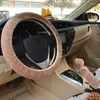 Steering Wheel Covers Car Cover Gearshift Handbrake Protector Decoration Warm Super Thick Plush Collar Soft Black Pink Women