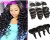 Braziliaanse Virgin Hair Extensions 3 Bundels Met 13X4 Kant Frontale Losse Golf 100 Inslagen van echt haar met 13 bij 4 Frontals Part7869589