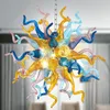 Coiled Tapered Glass Art Deco Chandelier 81.28 cm Diameter Modern 4 Color Hand Blown Glass Ceiling Pendant Light Fixture for Bedroom Dining Room Living Room