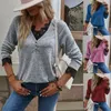 Dames T-shirts Kant Patchwork Gebreide trui Tees Herfst/Winter Elegant Kantoor Dame Lange mouwen Losvallend Casual T-shirt Top S-5XL