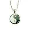 Pendant Necklaces Ascona Hip Hop Tai Chi Yin Yang Rack Sterling Silver Necklace Women Natural Black Spinel Round Gemstone325n
