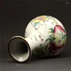 Bottles Chinese Famille Rose Porcelain Pomegranate Design Vase 9"