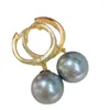 Dingle örhängen fantastisk enorm 16mm South Sea Grey Shell Pearl Earring 925 Sterling Silver för kvinnor