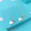 Tifannissm Pendant Necklac Best sell Birthday Christmas Gift Small Luxury T Family Pure Silver Peach Heart Lock Key Necklace LOVE Thick Plate