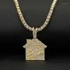 Hip Hop Bando Trap House Necklace Men Bling Bling Savage Pendant Necklace With Tennis Chain Female Out Link Chain Jewelry1209v