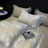 Conjuntos de cama Misty Forest Trees Imprimir Duvet Cover Set 4 Pcs 600TC Eucalipto Lyocell Macio Sedoso com Fronhas de Lençol Plana