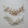 SLBRIDAL fait à la main filaire strass cristaux fleur feuille longue mariage cheveux peigne mariée bandeau cheveux accessoires femmes bijoux 240102