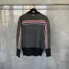 Men's Sweaters Fashion Sweater Red White Blue Striped Round Neck Pullover Women's Wool Casual Brand