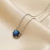 Colares Pingente Gradiente Matte Fosco Colar Para Mulheres Simples Doce Rodada Moonstone Clavícula Cadeia Atacado Menina Casamento Aniversário