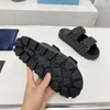 Luxury platform slippers crochet braid triangle logo slides designer women chunky heels sandals mules summer beach flip flops rubber sole C240102