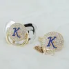 MIYOCAR gouden initialen blauw 3D letter k bling fopspeen en fopspeenclip BPA-vrij dummy ideaal cadeau babyshower 240102