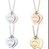 Classic 925 Sterling Silver Necklace Double Heart Pendant Massion Massion Modelry Original 11 عودة عالية الجودة 2106212222