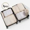 Sacs de rangement 6 / 7pcs / set Sac de voyage Ensemble pour les vêtements pour l'organisateur bien rangé Place