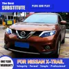 För Nissan X-Trail LED-strålkastare 16-17 Biltillbehör Strålkastare DRL DAYTIME Running Light Dynamic Streamer Turn Signal Indicator Front Lamp