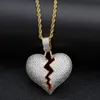 Solid Broken Heart Pendant Necklace For Mens Womens Fashion Personality Hip Hop Necklaces Couple Jewelry2403