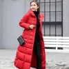 Women's Trench Coats Winter Women Parkas Extended Large Woolen Collar Cotton Jacket Ruched Solid Color Single Breasted Zipper Slim Big Hem