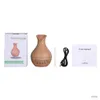 Humidificateurs diffuseur d'huile essentielle d'aromathérapie à grain de bois creux 7 LED couleur vase humidificateur d'air de 130 ml