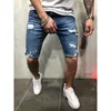 Herr shorts män denim sommaren smal fit casual beskurna byxor mitt midja rak sportlast jeans för strand