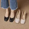 Robe chaussures 2024 printemps femmes pompes en cuir naturel 22-24.5cm longueur peau de vache boucle en peau de porc Mary Jane talon haut bride à la cheville