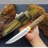 D2 lame en acier ombre manche en bois couteau tactique couteau de chasse de survie en plein air Style japonais Tanto auto-défense outils de Camping