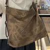 Borse da sera Borsa a tracolla caffè tie-dye da donna Borsa in pelle PU e tela Patchwork Borsa da donna Maillard Zaino multifunzione femminile alla moda