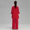 Etnische kleding lente tai chi pak trompet manchetten mode Chinese stijl traditioneel voor vrouwen