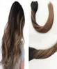 Brasilianska mänskliga hårförlängningar färg Balayage Höjdpunkter 2 Darkest Brown Fading To 6 Medium Brown Human Hair Weave Bundles 100g1529955