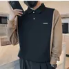 Polos masculinos top preto camiseta para homem polo moletom roupas inverno em massa regular ajuste algodão f luxo 2024 com emo it