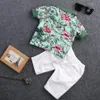 2st Toddler Boy Baby Fashion Suit Flowo Shirt+White Shorts Suit Cotton Summer Suit