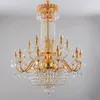 Lustres Temar Luxueux Lampe à suspension en cristal doré Bougie européenne Art Salon Restaurant Chambre Villa El Lustre