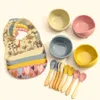 4/5/8Pcs Silicone Baby Feeding Set BPA Free Suction Bowl Food Dishes Plate Spoon Fork Cup Waterproof Bibs Children Tableware 240102