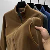 Sudaderas con Capucha para Hombre Sudadera De Gama Alta Cárdigan De Lana Polar Color Sólido Casual Terciopelo De Invierno Engrosado Chaqueta Cálida De Moda Chic