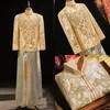 Vêtements ethniques Grande taille Mariage chinois Costume de marié Rétro Classique Hommes Tang Costume Hanfu Exquis Golden Satin Brodé Toast