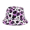 BERETS BETT BETT DOUBLE SIFE TIE DYE LEOPARD BOB HATS FEMMES MEN MEN STREE