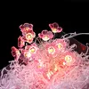 LED Cherry Blossom Flower Shape Lights String, sovrum rosa dekorativa ljussträng, 1 m med 10 lampor