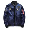 Men S Jackets Male Bomber Jacket Army Military Pilot Badge Embroidery Baseball Double Sided Motorcycle Coat Big Size XL