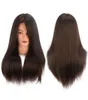 18 pouces brun 100 réels de cheveux de cheveux humains coiffeur coiffeur mannequin têtes poupées têtes de cheveux longs coiffure pratiquer la tête beauté 2854193