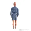 2024 Lente Nieuwe Jumpsuits Voor Vrouwen Hoge Elastische Mode Kwastje Losse Denim Jumpsuit Lange Mouw Shorts Jeans Body Pak