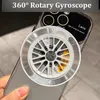 Lyxig rotationsgyroskop Gyro Fold Bracket Clear Magnet Stand Large Windows Camera Lens Protection Socktupert Cover Transparent fodral för iPhone 15 14 13 12 11 Max