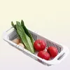 Retractable Kitchen Foldable Sink Drainer Plastic Filter Dish Rack Flexible Drain Basket Drainer Folding Vegetable Drain Basket 216765779