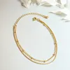 Bracciale in oro da donna in acciaio inossidabile placcato in oro 18 carati a doppio strato con catena in osso di serpente, regalo di gioielli di moda