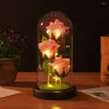 Decorative Flowers Rose Flower Gifts For Women Girls Christmas Light Up In Glass Dome Valentines Day Anniversary