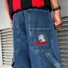 Jean brodé Streetwear grande poche pantalon surdimensionné Hip Hop Baggy hommes femmes Harajuku taille haute pantalon large 231229